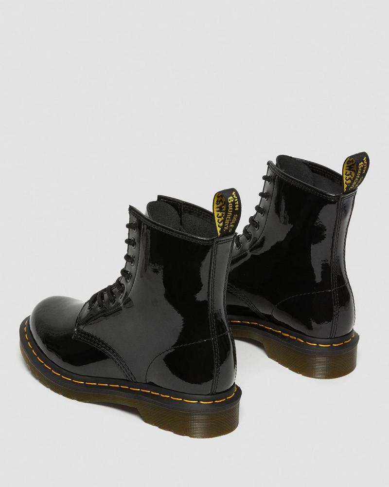 Black Women's Dr Martens 1460 Patent Leather Lace Up Boots | CA 195MQZ